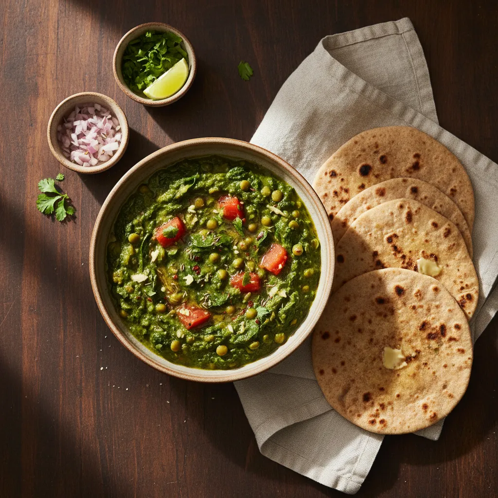 Spinach Dal with Roti